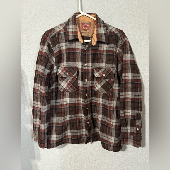 River Trade Men 100% Wool Blend ButtonDown Long Sleeves Plaid Flannel Shirt Sz L - Picture 15 of 17